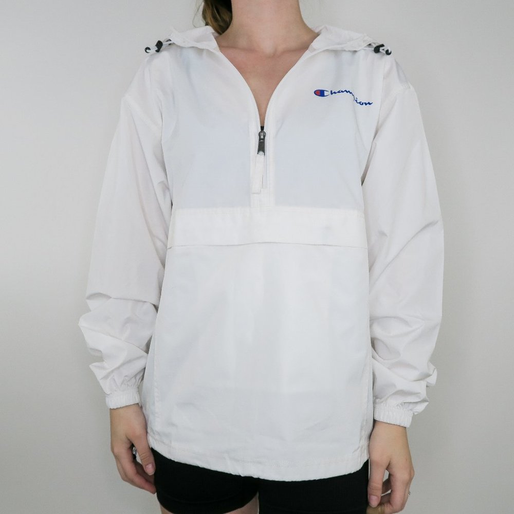 Champion White Pullover Half Zip Windbreaker - image 2